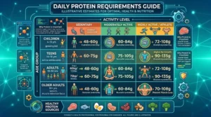 Daily protein requirements based on body weight and activity level