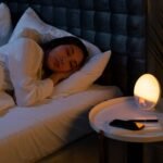 Person sleeping peacefully at night in bed